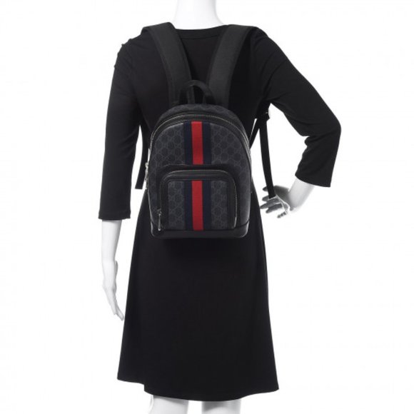 Gucci GG Supreme Monogram Web Small Backpack in Black NEW IN DUSTBAG - Picture 4 of 4